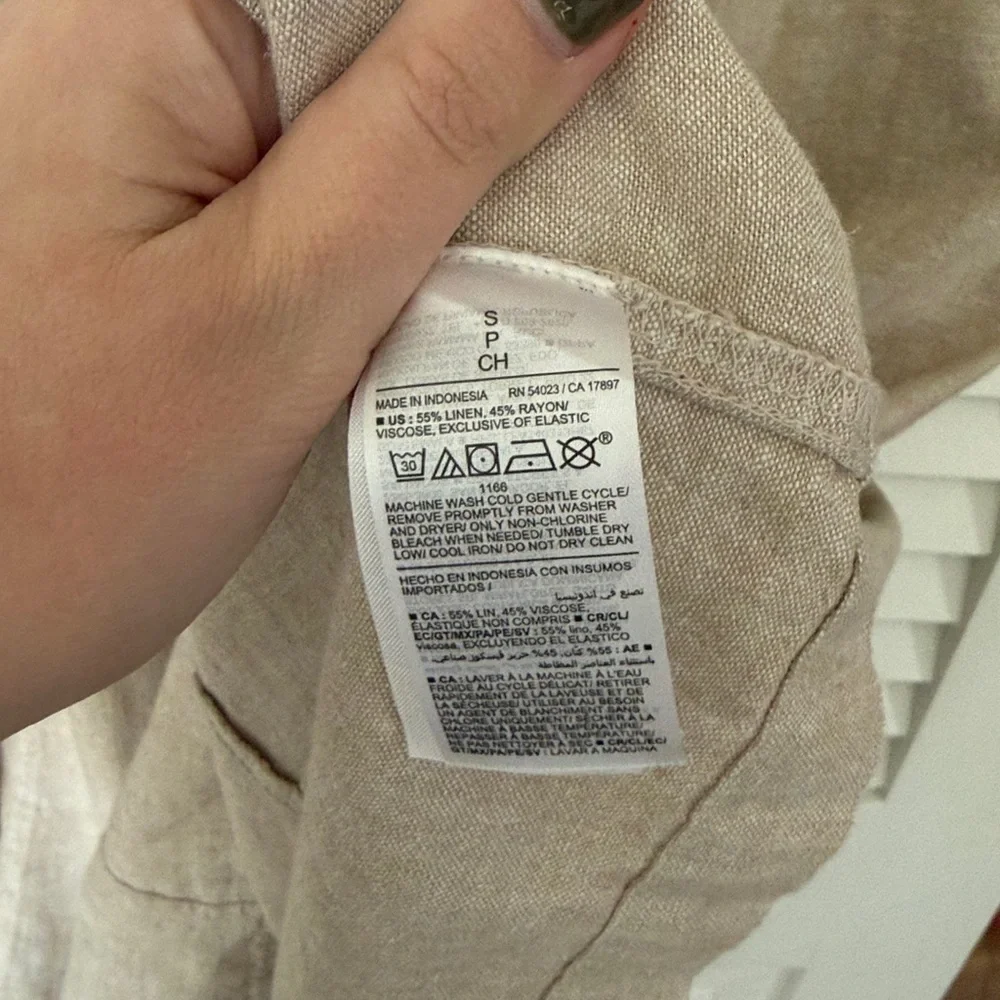 Old Navy Beige Linen Blend Sleeveless Summer Fit & Flare Dress Size Small EUC - Picture 7 of 8